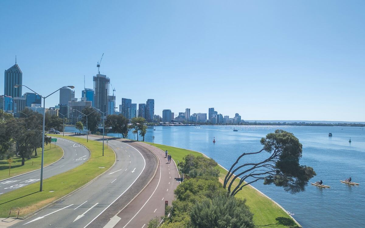 Perth skyline over the Swan River